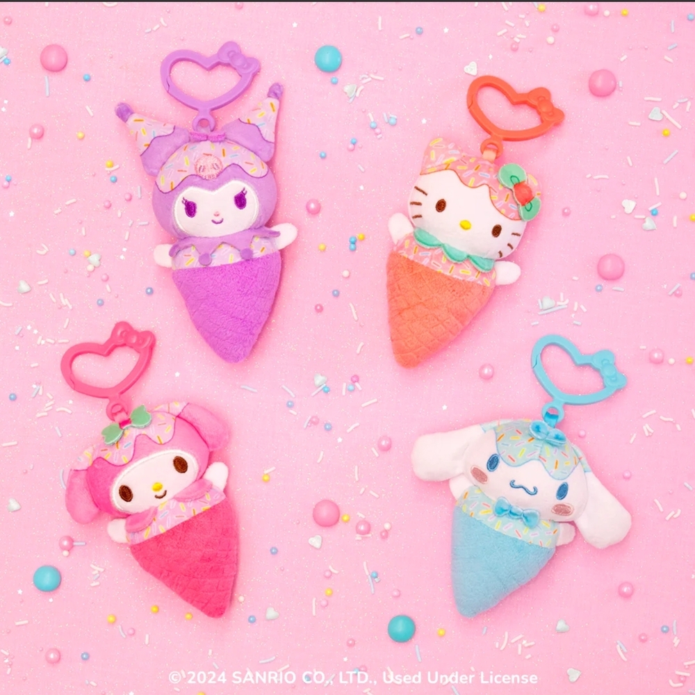 Hello Kitty and Friends Ice Cream Clip-on Plush Set